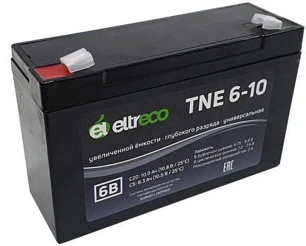 Тяговый аккумулятор Eltreco TNE6-10 (6V10A/H C20)