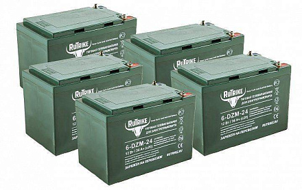 Комплект тяговых гелевых аккумуляторов RuTrike 6-DZM-24 (60V24A/H C2)