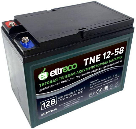 Тяговый аккумулятор Eltreco TNE12-58 (12V52A/H C3)