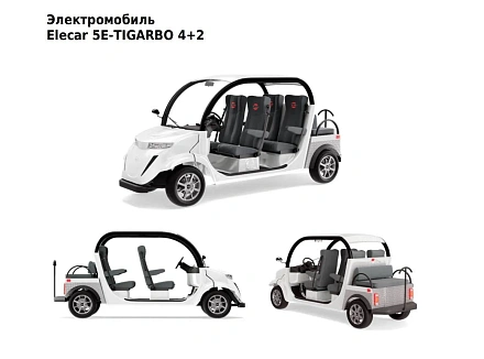 Гольфкар Elecar 5E-TIGARBO 4+2 (обивка черная, белые элементы)
