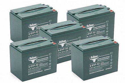 Комплект тяговых гелевых аккумуляторов RuTrike 6-EVF-52 (60V52A/H C3)