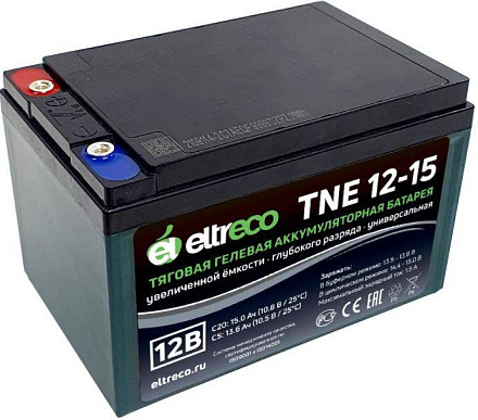 Тяговый аккумулятор Eltreco TNE12-15 (12V12A/H C3) болт