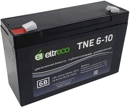 Тяговый аккумулятор Eltreco TNE6-10 (6V10A/H C20)