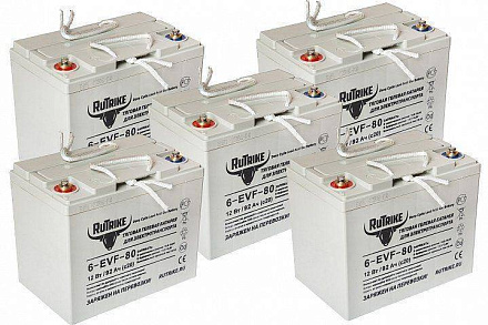 Комплект тяговых гелевых аккумуляторов RuTrike 6-EVF-80 (60V80A/H C3)