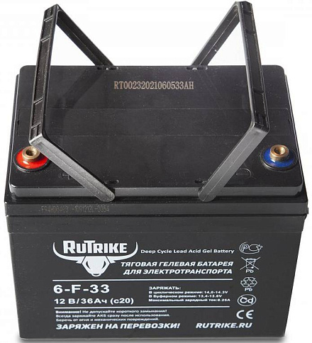 Тяговый гелевый аккумулятор RuTrike 6-F-33 (12V33A/H C20)